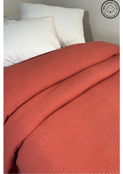 Kahverengi, %100 Pamuk Waffle Desenli Tek Kişilik Yatak Örtüsü, Otel Konforunda Lüx Seçenek fırsatları