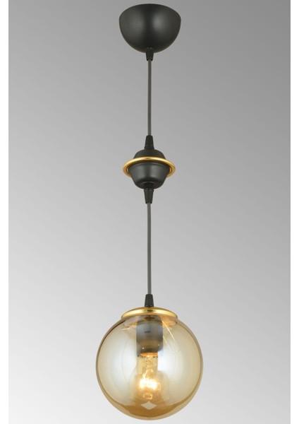 Modern Siyah Tekli Bal Glop Cam Avize, Şık ve Zarif Aydınlatma Dekoru