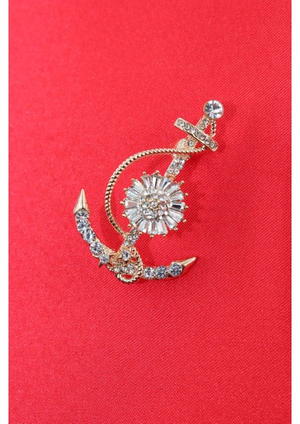 Gold Gemi Çapası Broş. Yaka Iğnesi Çapa Broş. Taşlı Broş. Kadın Broş. Erkek Broş. Broş. Çapa Broş. modelleri