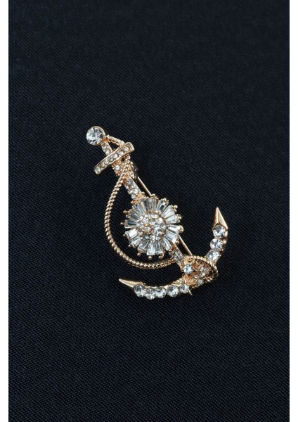 Gold Gemi Çapası Broş. Yaka Iğnesi Çapa Broş. Taşlı Broş. Kadın Broş. Erkek Broş. Broş. Çapa Broş. fırsatları