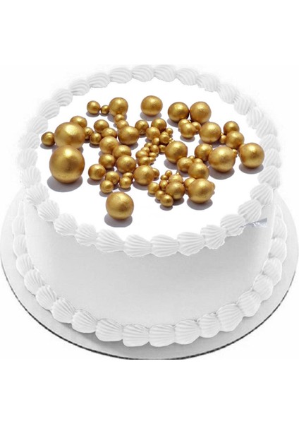Şeker Hamuru Top Süsler Sedefli Gold Küçüklü Büyüklü 40-50 gr Arası