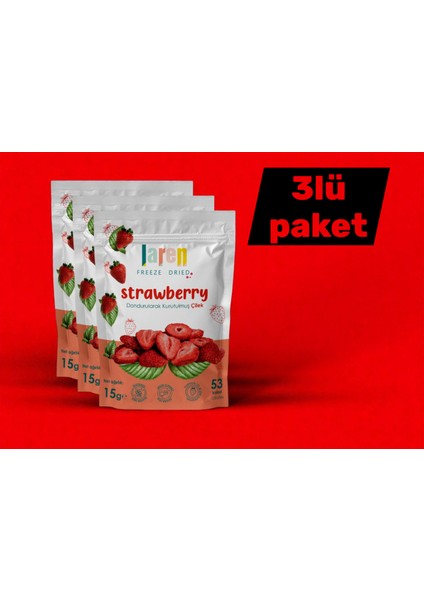 Çilek- Dondurularak Kurutulmuş Meyve - Freeze Dry Kuru Meyve 15gr-3'lü
