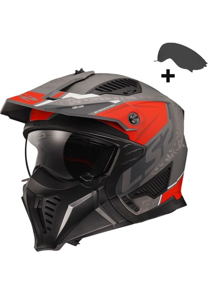 Drıfter Devor Mat Gri-Tıtanıum-Kırmızı Kask