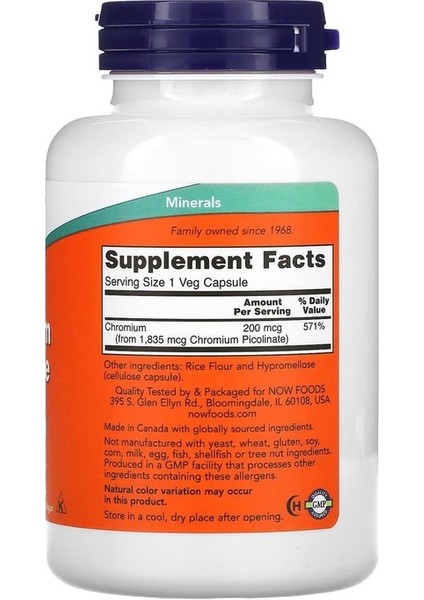 Chromium Picolinate 200 mcg 250 Veg Capsules fiyatları