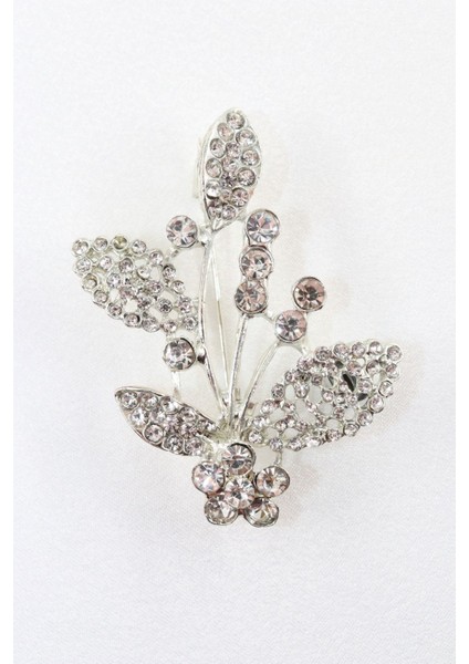 Gümüş Renk Kristal Taşlı Defne Yaprağı Broş. Tasarım Broş. Kadın Broş. Broş. Defne Yaprağı Broş. modelleri