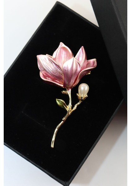 Incili Manolya Broş. Yaka Iğnesi Manolya Broş. Tasarım Manolya Broş. Kadın Broş. Manolya Broş. fiyatları