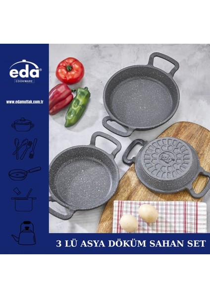 18/20/22 cm Döküm Sahan, Dayanıklı ve Şık Mutfak Gereci
