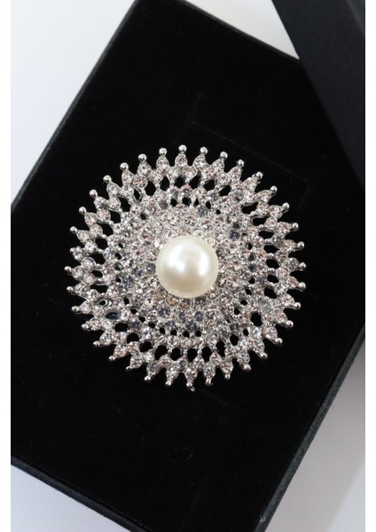 Gümüş Renk Incili Retro Güneş Broş. Kristal Taşlı Tasarım Güneş Broş. Yaka Iğnesi Broş. Güneş Broş fiyatları