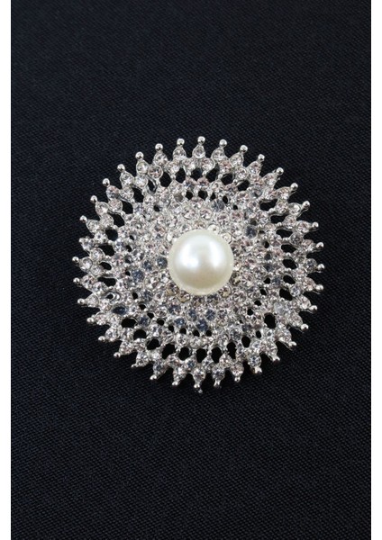 Gümüş Renk Incili Retro Güneş Broş. Kristal Taşlı Tasarım Güneş Broş. Yaka Iğnesi Broş. Güneş Broş indirimleri