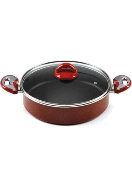 Kırmızı Granit Basık Tencere 20 Cm, Dayanıklı ve Şık Mutfak Gereci