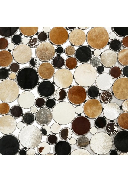 Kahve Dana Derisi Puantiye Patchwork Halı, Dekoratif Salon Halısı, Kaymaz Taban Halı indirimleri