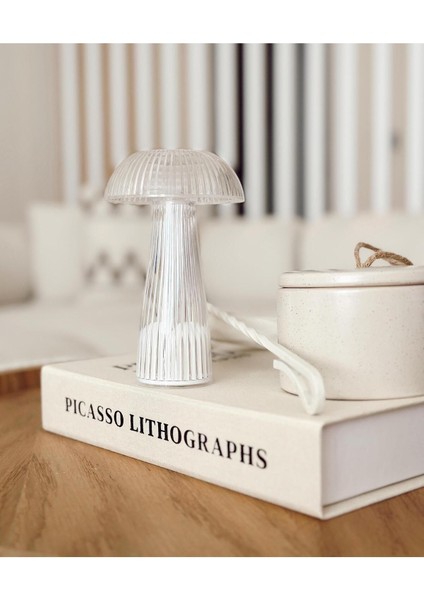 Mantar Tasarımlı Pilli LED Masa Lambası, Beyaz, Şık ve Fonksiyonel Aydınlatma modelleri