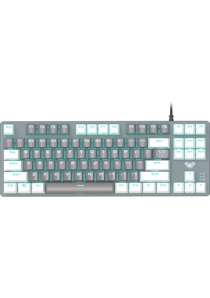 F3287 Mavi Işıklı Kablolu Mekanik Ingilizce Q Tkl Gaming Oyuncu Klavyesi Gri modelleri