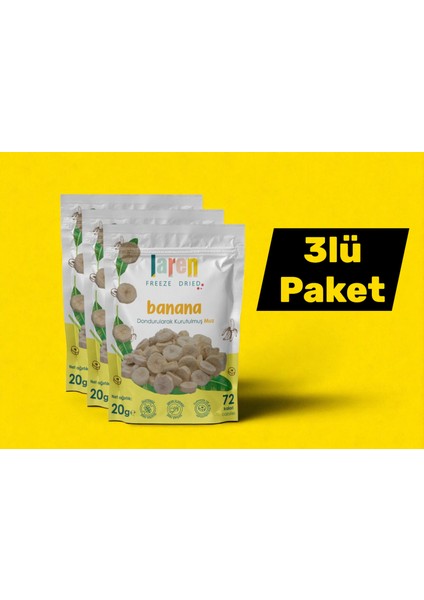 Muz 3 Lü- Dondurularak Kurutulmuş Meyve - Freeze Dry Kuru Meyve 20gr-3'lü