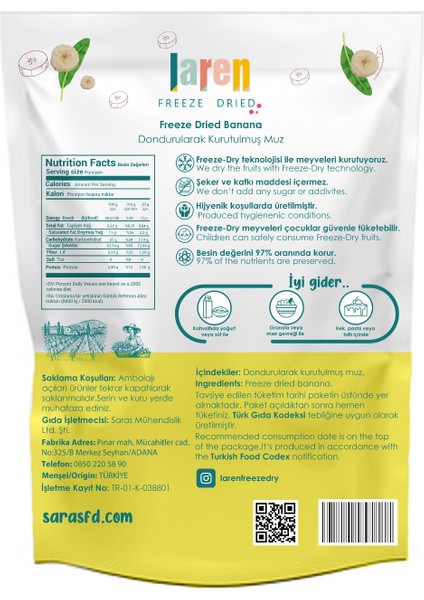 Muz 3 Lü- Dondurularak Kurutulmuş Meyve - Freeze Dry Kuru Meyve 20gr-3'lü fırsatları