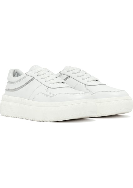 Kadın Beyaz Bağcıklı Kalın Tabanlı Deri Sneaker 25AFD510818 modelleri