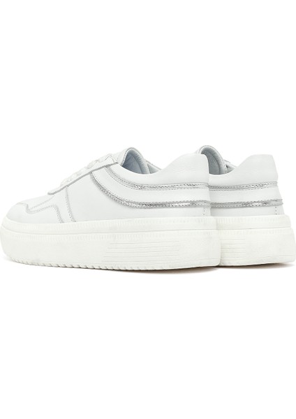 Kadın Beyaz Bağcıklı Kalın Tabanlı Deri Sneaker 25AFD510818 indirimleri