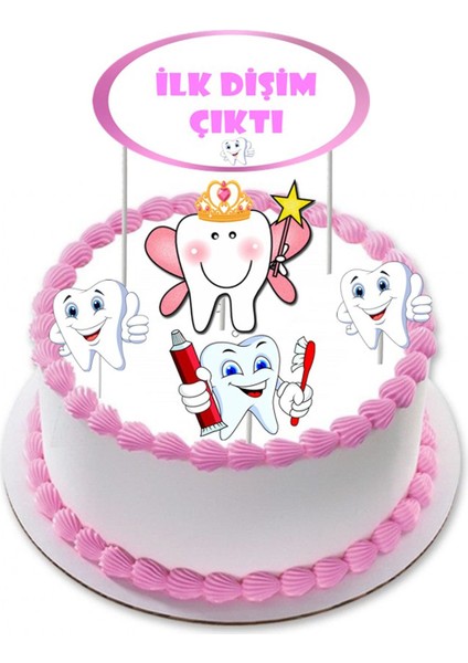 Ilk Diş Kız Çocuk Kürdanı Set Kuşe Kağıda Baskı Görseldeki Gibi Gelecektir