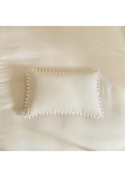 2’li Pamuklu Yastık Kılıfı 50X70 Cm, Bej, Ponpon Kenar, Dekoratif, Nefes Alır indirimleri