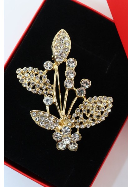 Gold Renk Kristal Taşlı Defne Yaprağı Broş. Tasarım Broş. Kadın Broş. Broş. Defne Yaprağı Broş. fiyatları