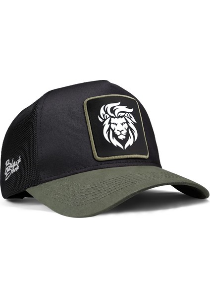 V1 Trucker Aslan - 9sh Kod Logolu Unisex Haki Siperli-Siyah Şapka