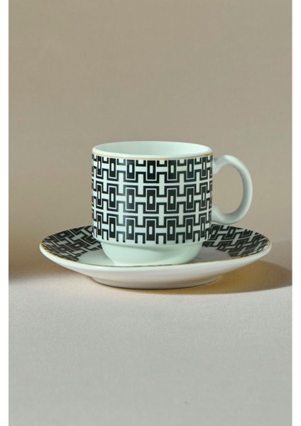 Altı Kişilik Şık Kahve Fincan Seti, 80 Ml, Siyah Renkli, Kaliteli ve Zarif Tasarım fırsatları