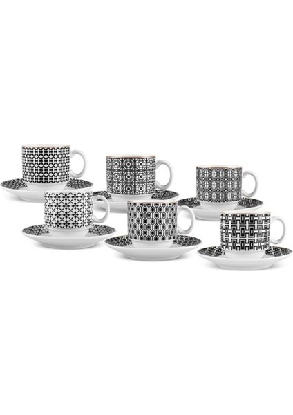 Altı Kişilik Şık Kahve Fincan Seti, 80 Ml, Siyah Renkli, Kaliteli ve Zarif Tasarım indirimleri
