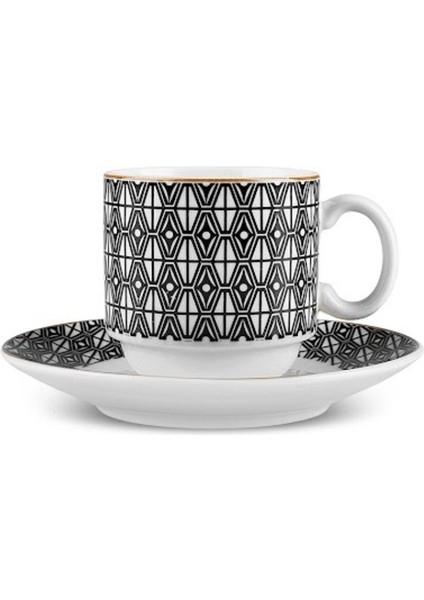 Altı Kişilik Şık Kahve Fincan Seti, 80 Ml, Siyah Renkli, Kaliteli ve Zarif Tasarım