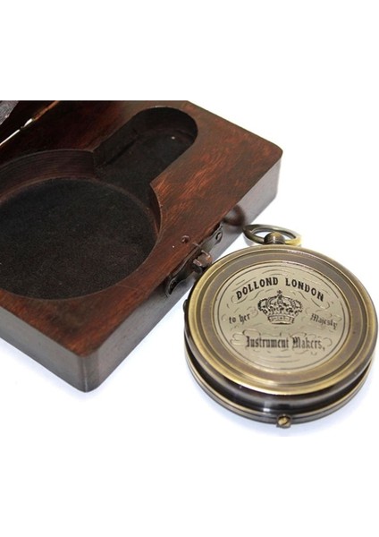 Pirinç Ahşap Kutulu Üzeri Desenli Kullanışlı Pusula 7670 fiyatları