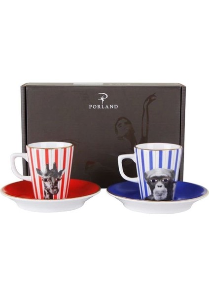 Çocuklara Özel Renkli Hayvanlı Kahve Takımı 4 Parça