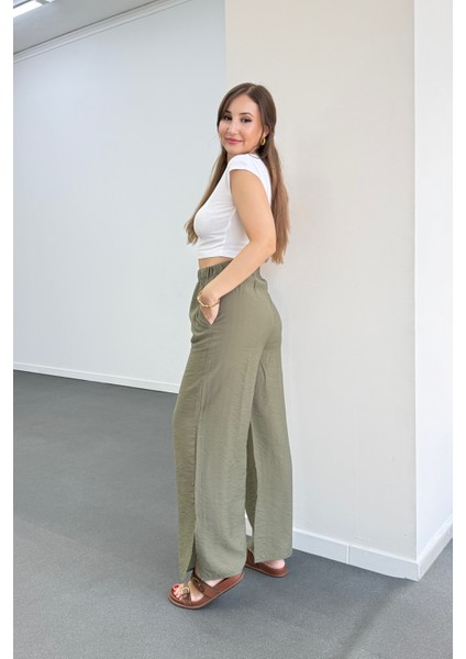 Valaya Yanı Yırtmaçlı Rahat Pantolon fırsatları