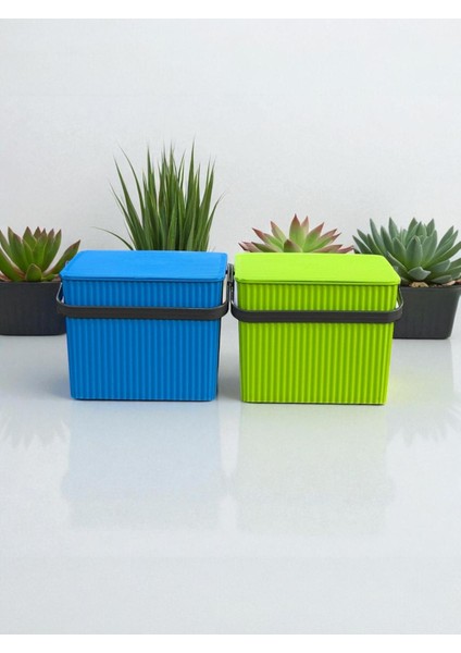 Rainbow 2'li Yeşil Mavi Kare Kova Piknik Sepeti Meyve Kovası fiyatları