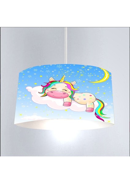 Mavi Bulut ve Unicorn Dijital Baskı Modern Avize, Şık ve Renkli Tasarım fiyatları