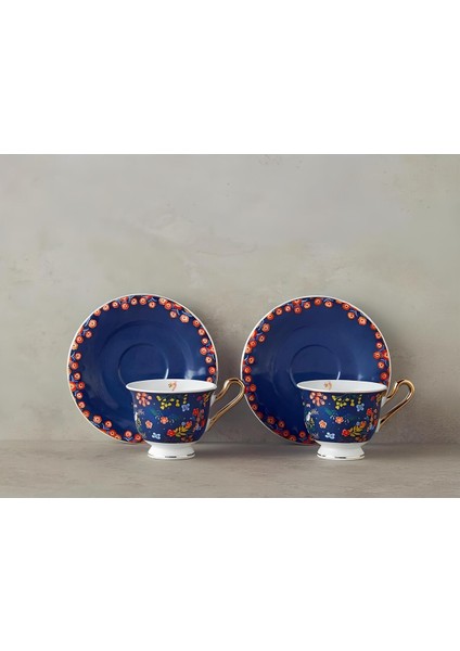 Lacivert 4'lü 2 Kişilik Seramik Kahve Fincanı Takımı 90 ml fiyatları