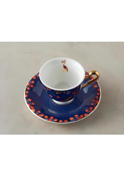 Lacivert 4'lü 2 Kişilik Seramik Kahve Fincanı Takımı 90 ml modelleri