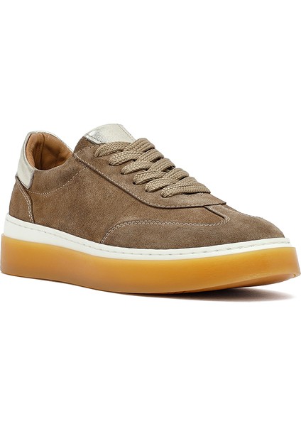 Kadın Bej Bağcıklı Süet Deri Sneaker 25AFD511210