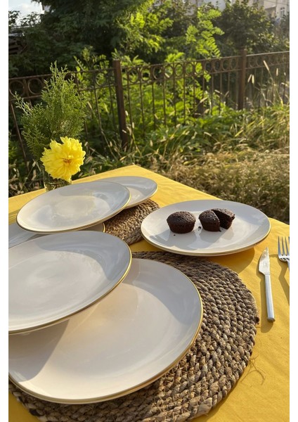 Altı Parça Beyaz Gold Pasta Tabağı Seti, Şıklık ve Zarafet Için Tercih Edin indirimleri