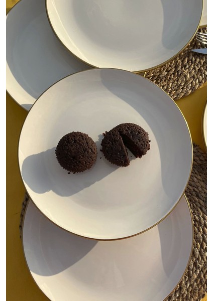 Altı Parça Beyaz Gold Pasta Tabağı Seti, Şıklık ve Zarafet Için Tercih Edin