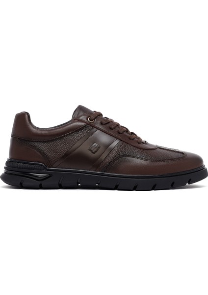 Erkek Kahverengi Bağcıklı Deri Casual Sneaker 25WFD660014