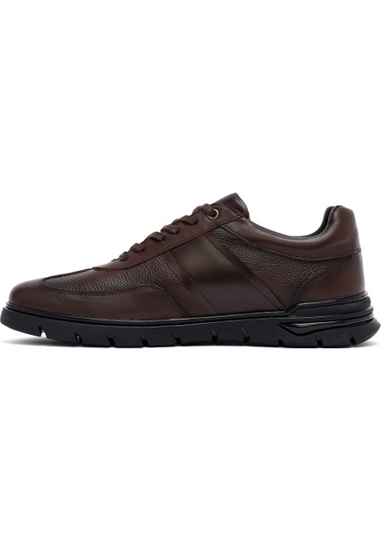 Erkek Kahverengi Bağcıklı Deri Casual Sneaker 25WFD660014 fiyatları