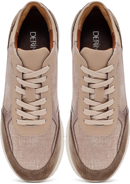 Kadın Vizon Bağcıklı Kalın Tabanlı Deri Sneaker 25AFD371014