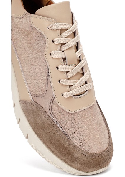 Kadın Vizon Bağcıklı Kalın Tabanlı Deri Sneaker 25AFD371014