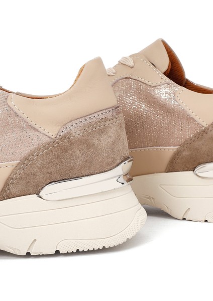 Kadın Vizon Bağcıklı Kalın Tabanlı Deri Sneaker 25AFD371014