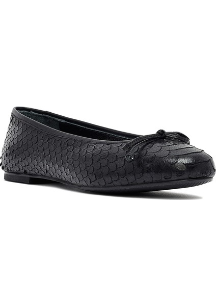 Kadın Siyah Desenli Deri Babet 25AFD120840