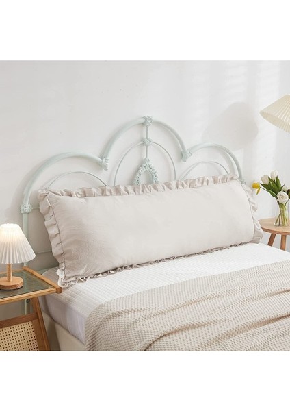 Fırfırlı Pamuklu Uzun Yastık Kılıfı 50X135 cm Bej, Antialerjik, Rahat Kullanım
