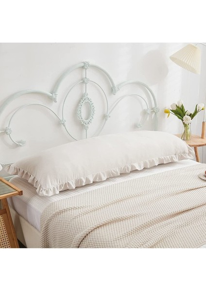 Fırfırlı Pamuklu Uzun Yastık Kılıfı 50X135 cm Bej, Antialerjik, Rahat Kullanım modelleri