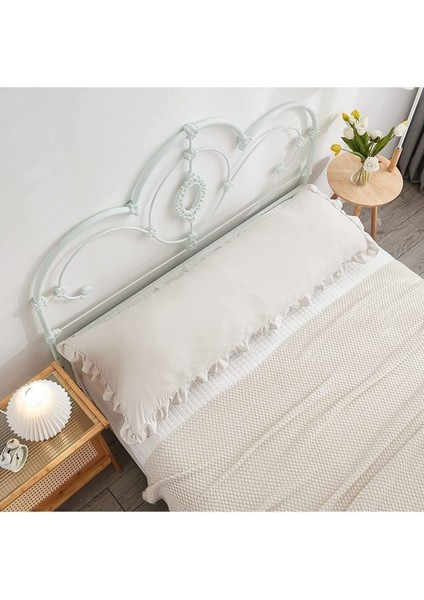 Fırfırlı Pamuklu Uzun Yastık Kılıfı 50X135 cm Bej, Antialerjik, Rahat Kullanım fırsatları