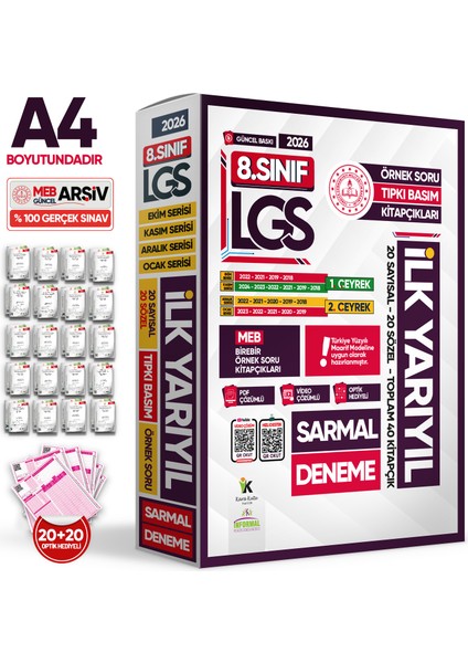 2026 8.Sınıf LGS 1. ve 2. ÇEYREK İLK YARIYIL MEB Örnek Soru Tıpkı Basım Sarmal Deneme Paketi Çözümlü