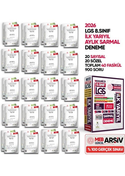 2026 8.Sınıf LGS 1. ve 2. ÇEYREK İLK YARIYIL MEB Örnek Soru Tıpkı Basım Sarmal Deneme Paketi Çözümlü fiyatları