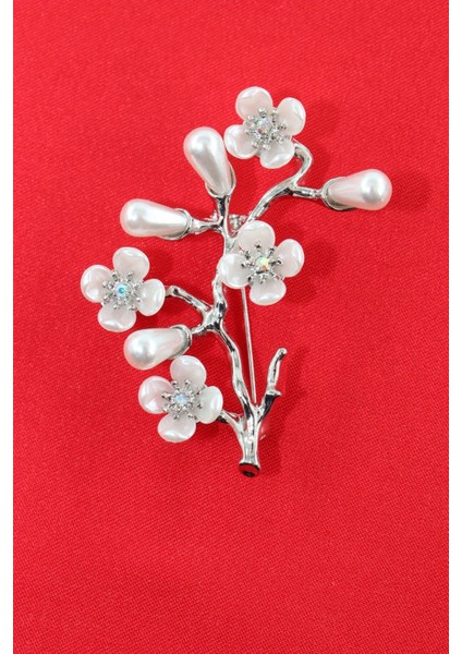Silver Inci Çiçeği Broş. Yaşlı Tasarım Broş. Yaka Iğnesi Broş. Kadın Broş. Broş, Incili Çiçek Broş.